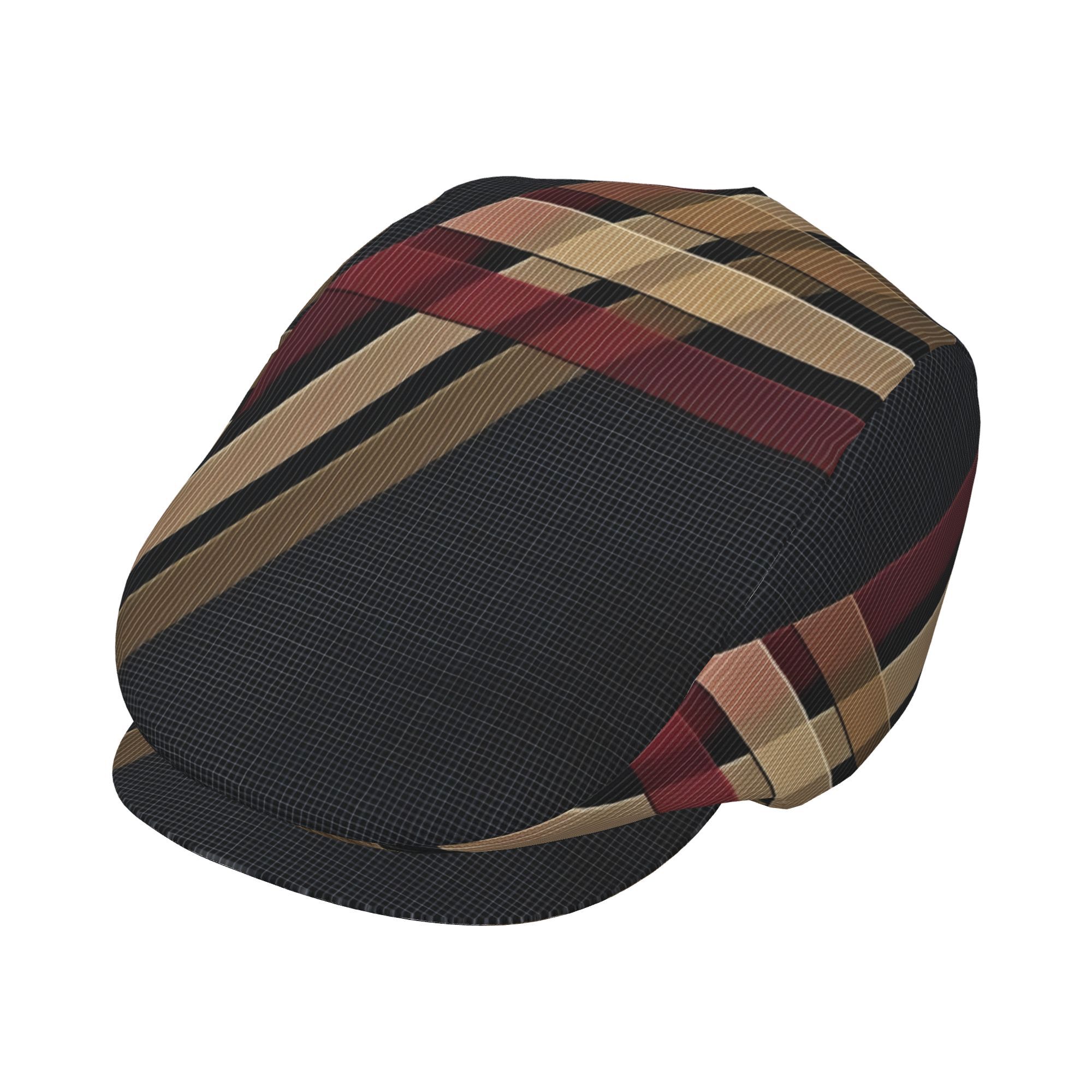 TEMU A Stylish Retro Newsboy In Burgundy And Beige Colors, Featuring A Geometric , Suitable For All Genders. This British -garde Beret Features An