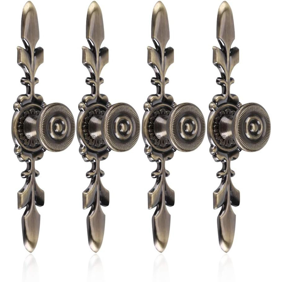 TEMU 4pcs Cabinet Knobs Pulls Handles, Vintage Style Door Knob Back Plate Pull Handle, With Screws, Wardrobe Door Furniture Pulls (dia. 26mm/ 1.02'')
