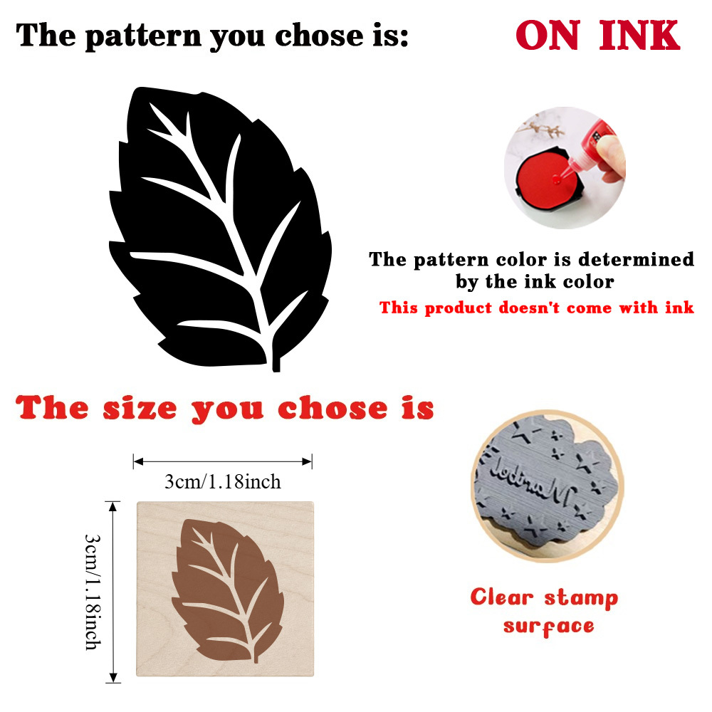 Beautiful Sawtooth Leaf-Vein Wooden Rubber Stamp