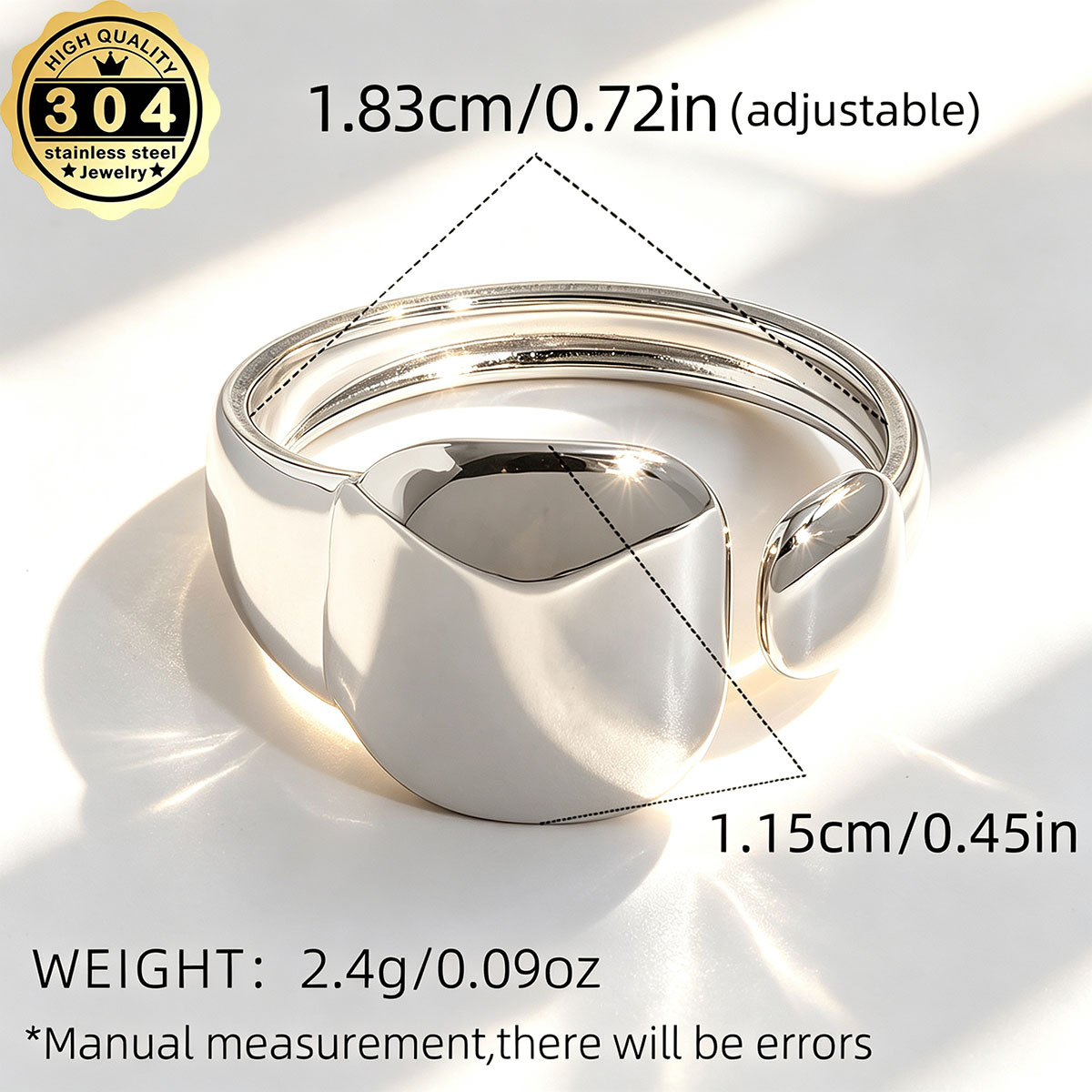 Women's Geometric Irregular Stackable Ring, 18K Gold Plated