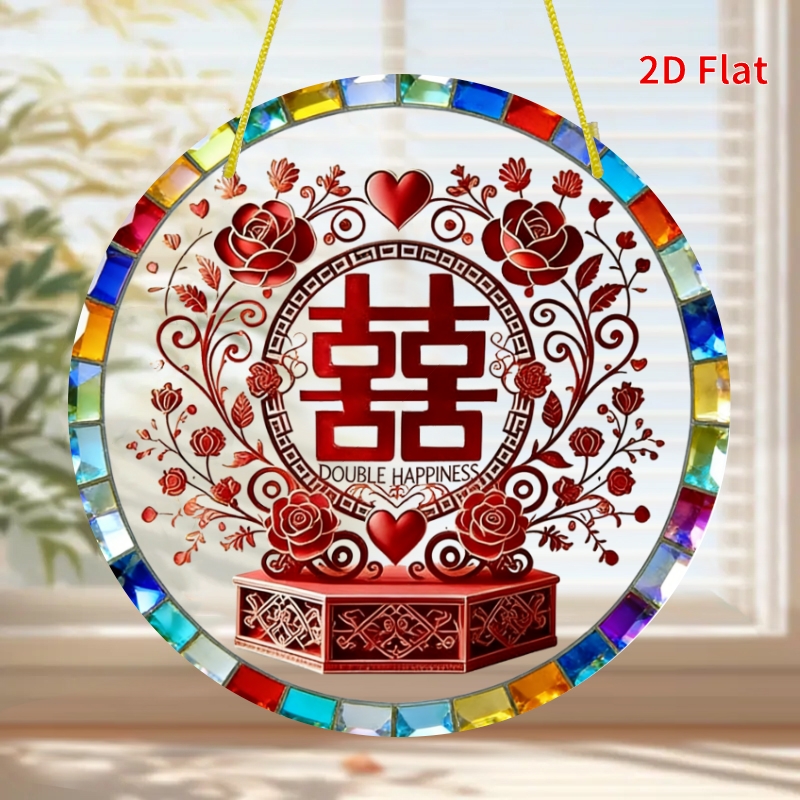 TEMU 2d Flat - Round Acrylic Pendant | 7.8x7.8 Inches, Boho Style, Durable, Home Decor, Best Gift