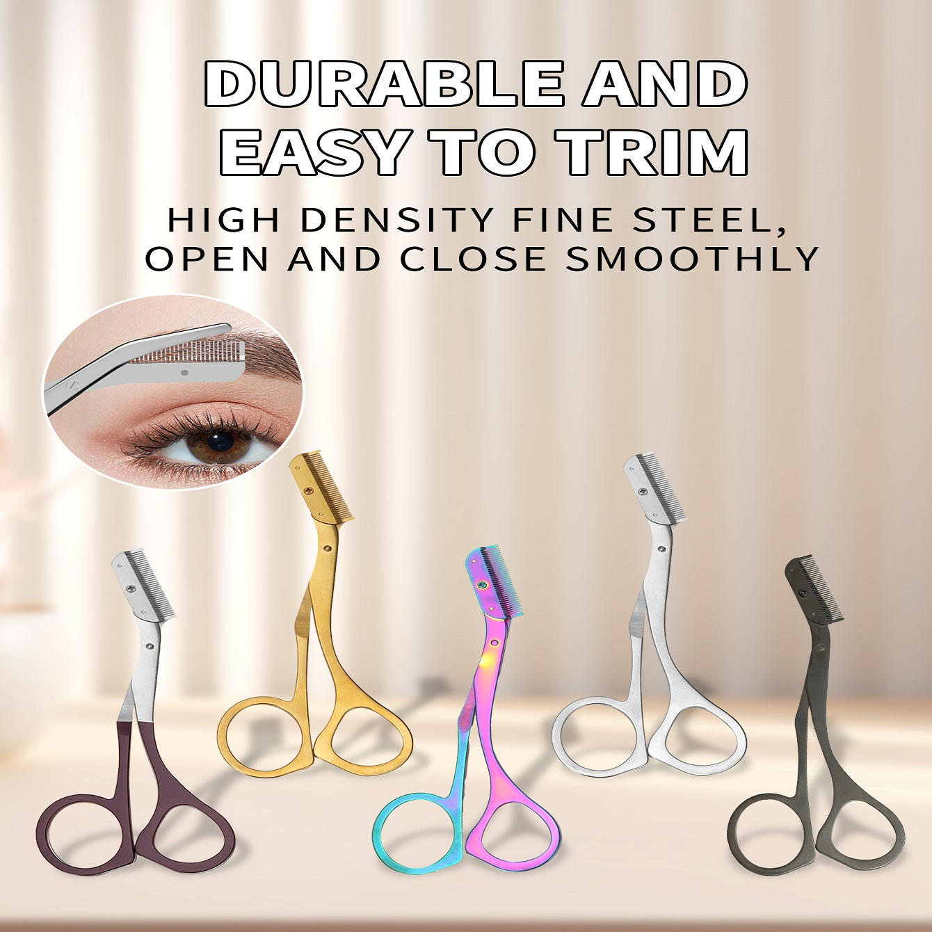 

Stainless Steel Eyebrow Trimming Scissors With Comb, Professional Eyebrow Comb Scissors, High Hardness Sharp Blade, , Used For Fine Trimming, Men's And Women's Gifts