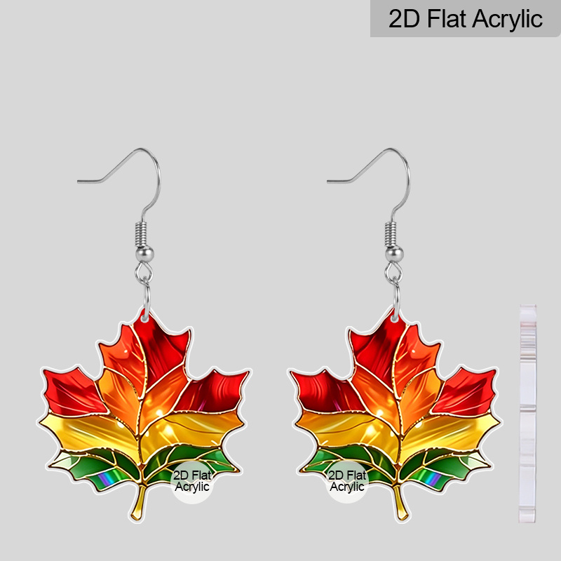 Autumn Gradient Maple Leaf Acrylic Dangle Earrings