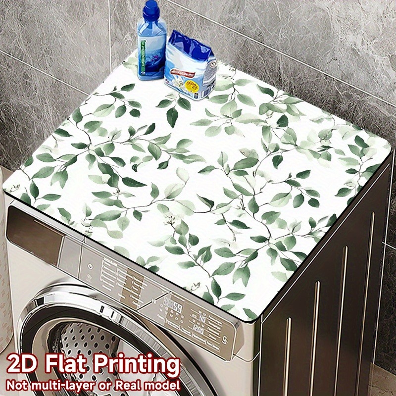 TEMU 1pc, Dish Drying Mat, Washing Machine Dust Cover Pad, Bathroom Mat With Leaves Pattern, Suitable For Home Kitchen Laundry Room Decoration,