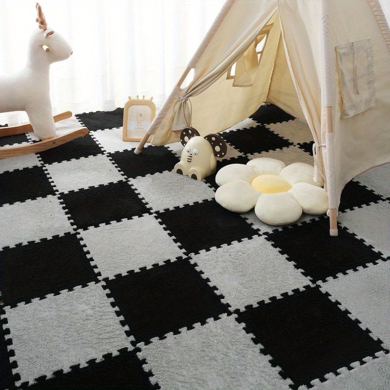 

30pcs Suede Puzzle Carpet Set - Thickened Non-woven Fabric With Polyester Bath Rug, Sound Insulation Shock Absorption Floor Mat For Bedroom, Game Room, Indoor Use - 1cm , 500gsm