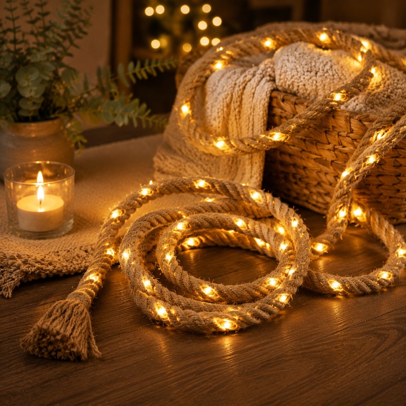 1 kos Ultra- 200/300CM Retro LED lučke iz konopljine vrvi, primerne za spalnico, dnevno , dekoracijo za zabave, praznično dekoracijo , notranjo