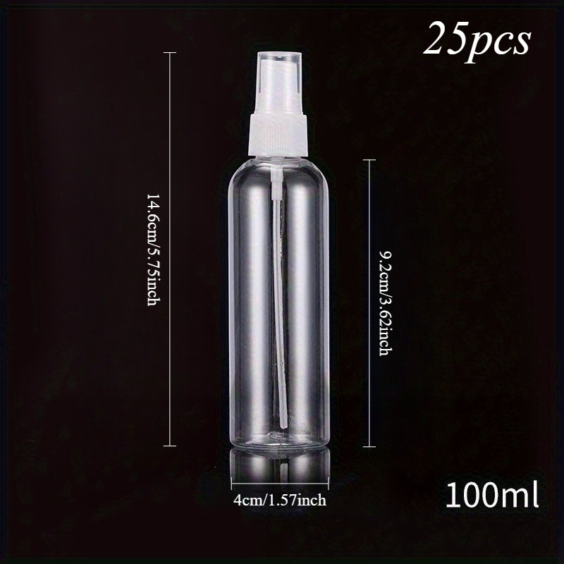 Image of 25pcs Of Refillable Clear Plastic Mini Spray Bottles In 30/50/100ml Sizes, Ideal For Travel, Cleaning, And Makeup, For Wholesale