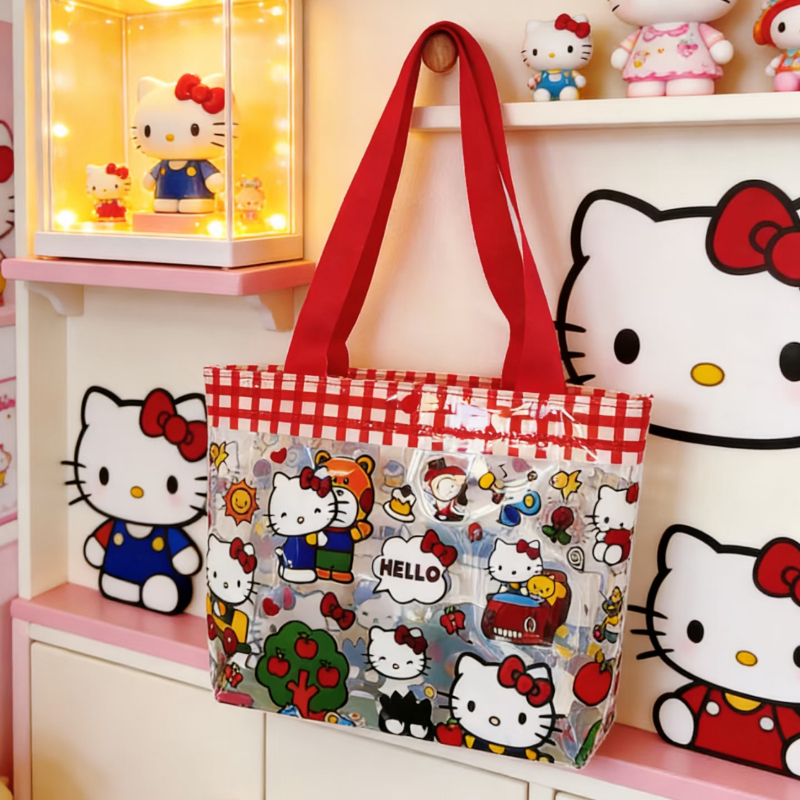 A Cute Kitty Cat Red Handbag, Large Capacity Shopping Bag, an Exquisite Gift, Suitable for Storing Various Items, a Birthday Present for