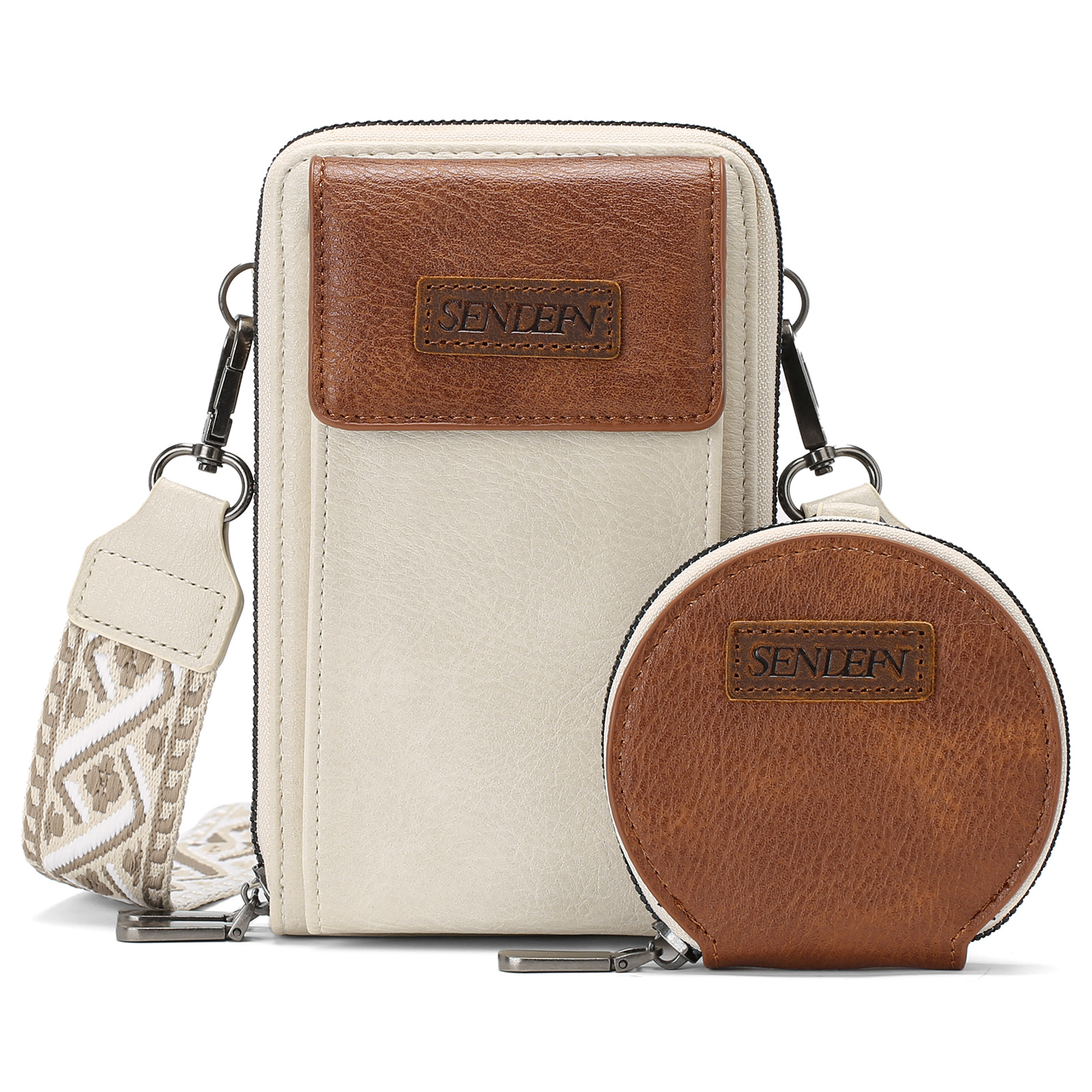 Image of Wixzor Women's Genuine Leather Mini Crossbody Bag, Detachable Coin Purse Phone Crossbody Bag, Cell Phone Purse With Adjustable Wide Strap, Ideal For Everyday And Travel Use