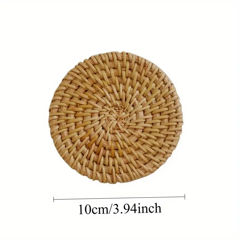 Set of 6 Handcrafted Rattan Coasters Plus 1 Woven Storage Accessory for Tea Sets, Designed for Gongfu Tea, Serving As an Insulation Pad And Heat-Resistant Kitchen Utensil Pad