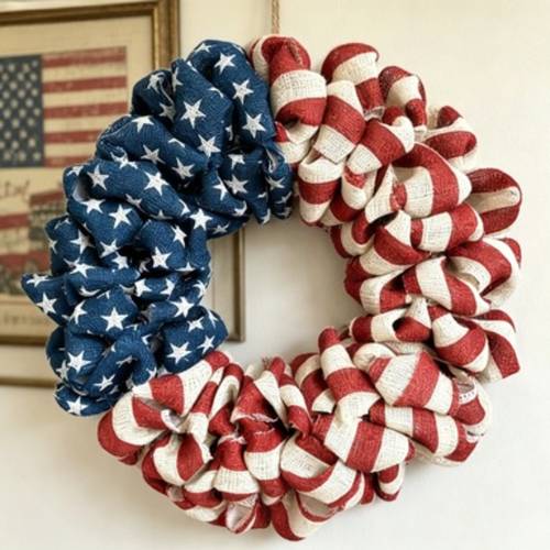 item picture 22 inch handmade jute wreath suitable for flag print door hanging indoor outdoor decoration with retro wall mountable wreath for 4th of spring summer festive home d cor