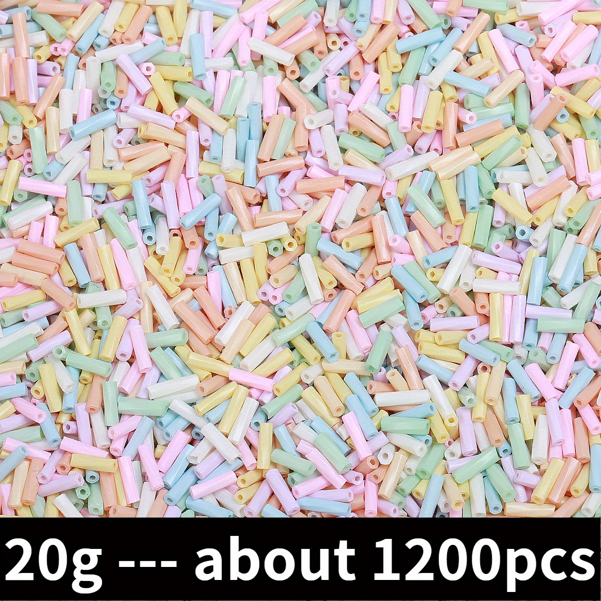 TEMU 20g About 1200pcs Random Color 2x6mm Macaron Color Glass Beads Loose Spacer Beads For Jewelry Making Diy Bracelet Necklace Bag Clothing Jewelry