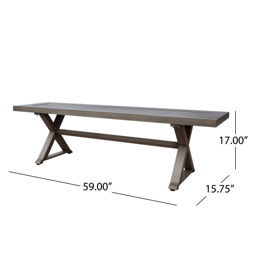 Modern Outdoor Aluminum Dining Bench with Dark Gray - Heavy-Duty All-Weather Patio Furniture, Sturdy Construction & Low-Maintenance Design for Garden, Balcony, Cafe - Durable Indoor/Outdoor Seating (No Wood Components)
