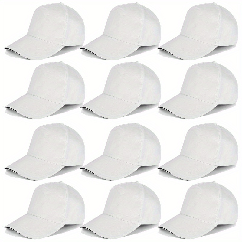   plain blank baseball caps adjustable back strap wholesale lot 12pcs