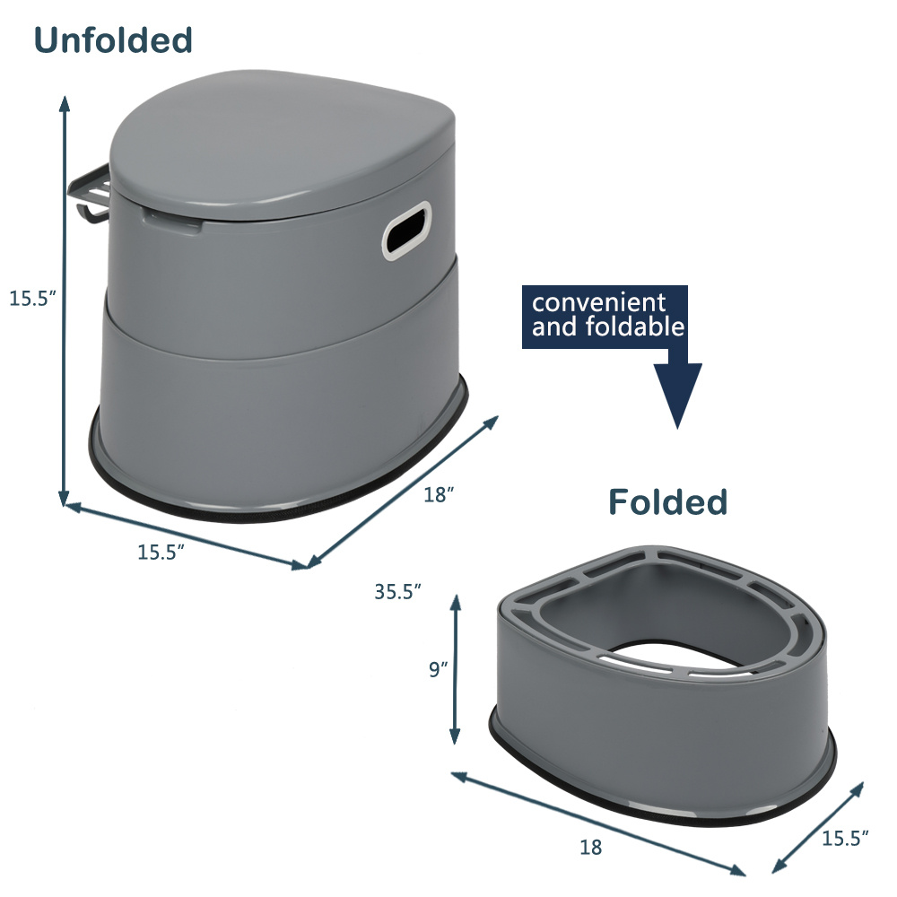 E-shop Verschiedene Outdoor-Toiletten-Modelle, Grau, Outdoor-Toiletten, PP, 50*40*42Cm, mit Anti-Rutsch-Matte, Outdoor, Camping, Wandern, Hof, Strand