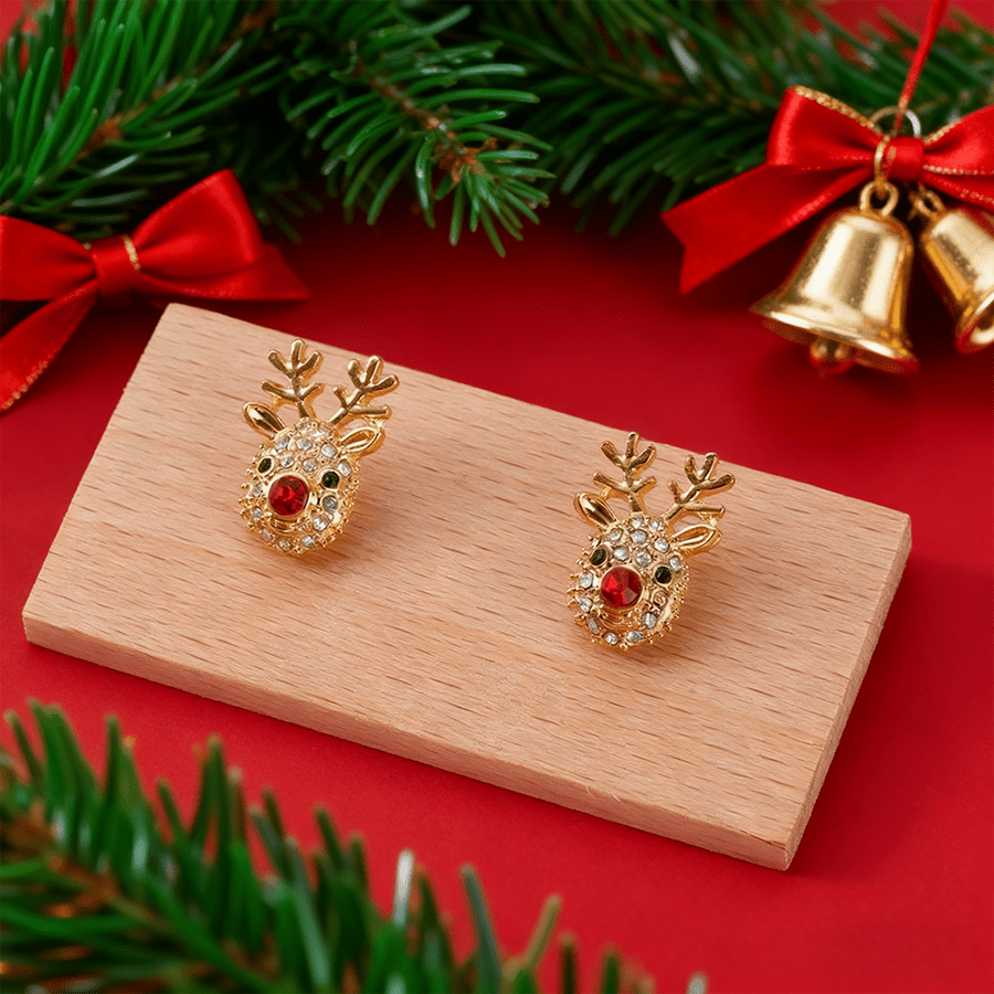 TEMU 1 Par de Aretes de Moda para Mujer, Aretes Navideños Únicos, Aretes de , Incrustación de Circonita Cúbica, Material de Aleación de Adecuado para