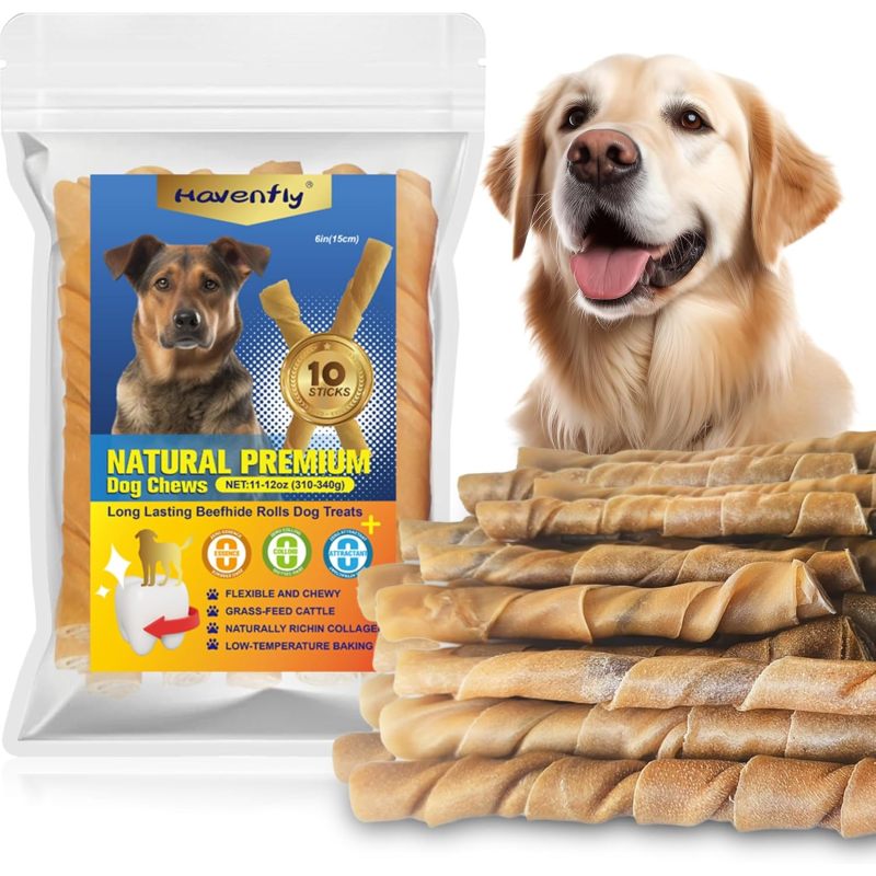 10 Bully Sticks For Dogs | Dental Chew Treat, 100% Real Beef, 8 Oz. Bag, Suitable For Large Breeds