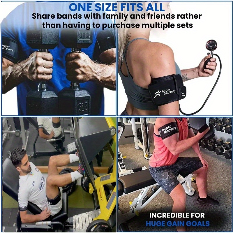 Hyper Recovery BFR Training Cuffs for Arms & Legs - Blood Flow Restriction Bands with Adjustable Pressure 0-300mmHg, Breathable Nylon Material, Portable Carry Bag Included, Ideal for Muscle Growth, Fitness & Injury Prevention