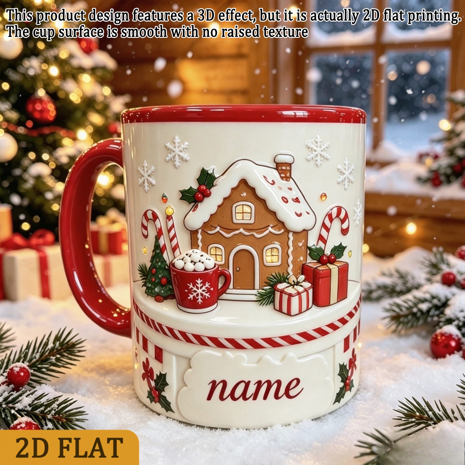 TEMU 2d Printing 1pc Custom Name Christmas Mug, Personalized Ceramic Coffee Cup With Text Plaque Design, 11oz Holiday Drinkware For Home Office