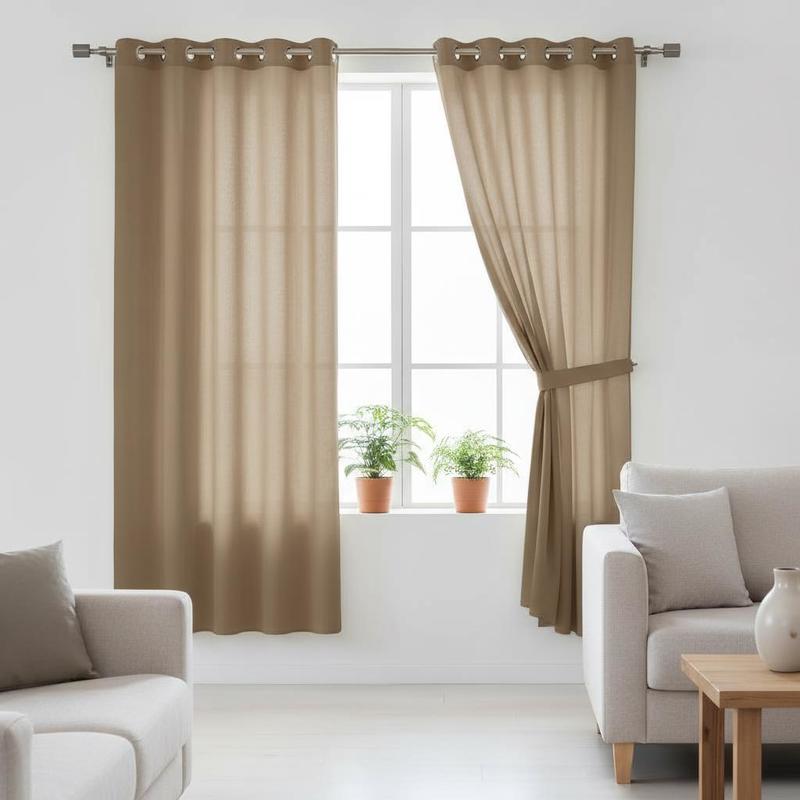 Curtains With Eyelets 2pcs Light Brown