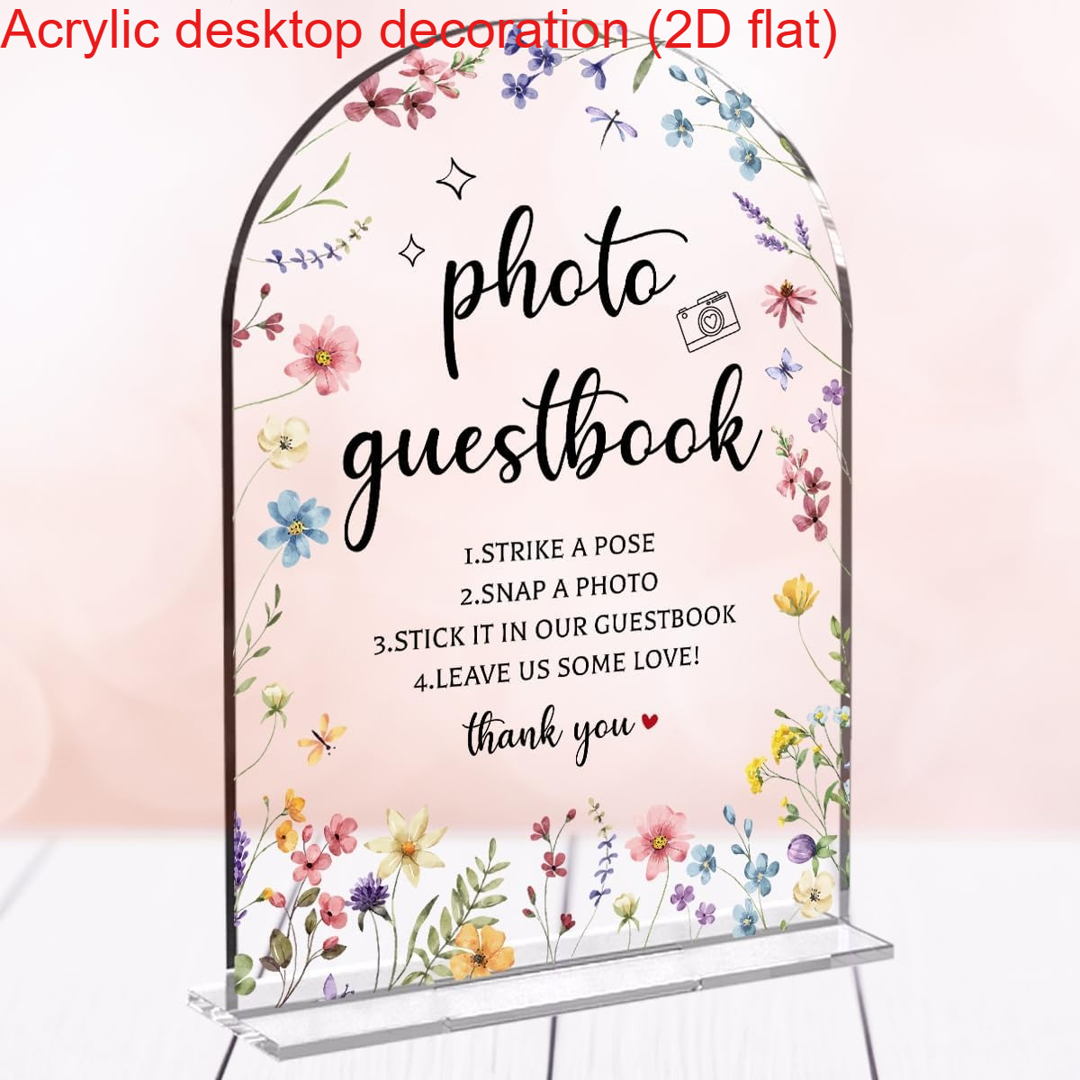 TEMU 2d Flat, 1pc Acrylic Wedding Arch Photo Guest Book - Elegant Arched Table Centerpiece With Photo Frame And Signature/message Area, Suitable For