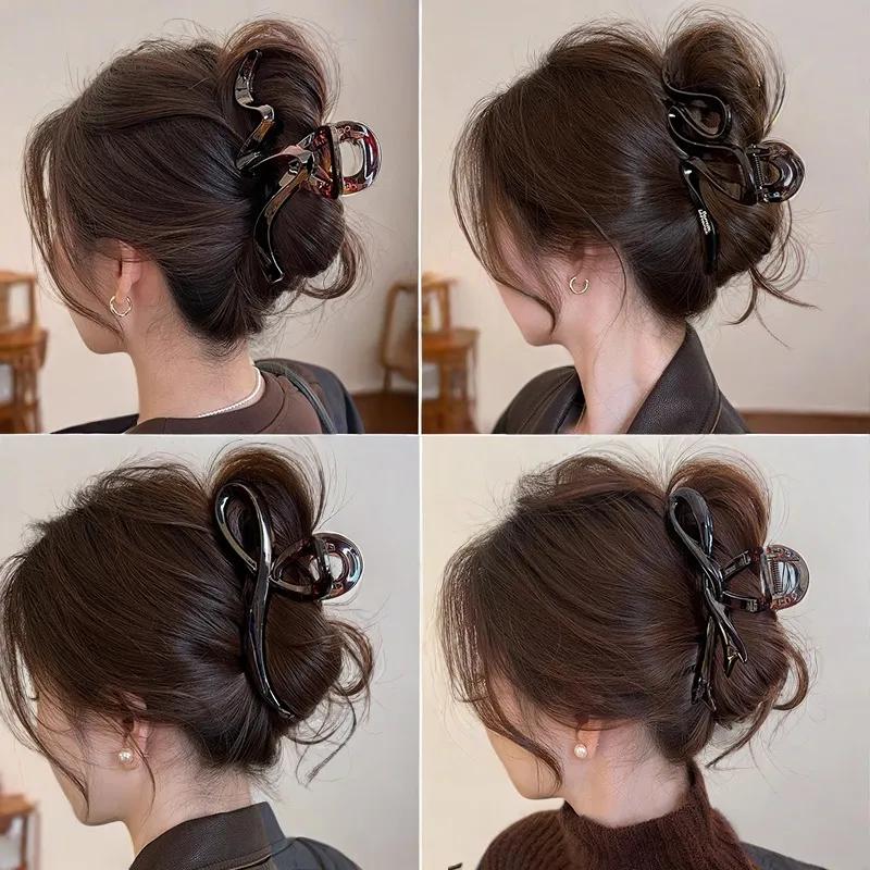 Image of 4pcs Wave Clip, High-end Women's Hair Clip, Large Hair Volume Shark Clip On The Back Of Clip, Suitable For , Parties, And Gatherings