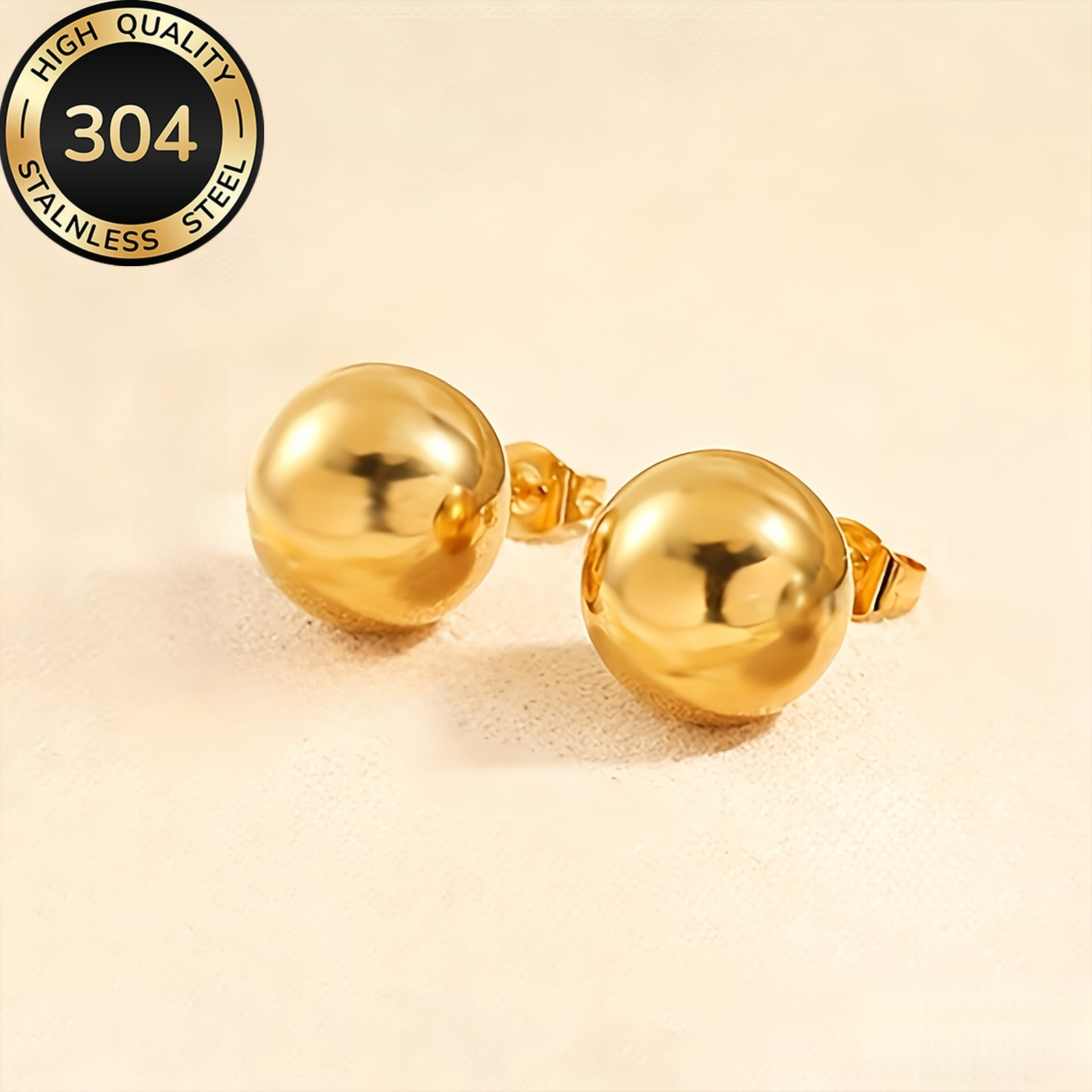 TEMU Pendientes minimalistas de acero inoxidable dorado con forma de botón , pendientes fáciles para mujer, hipoalergénicos, anti-decoloración,