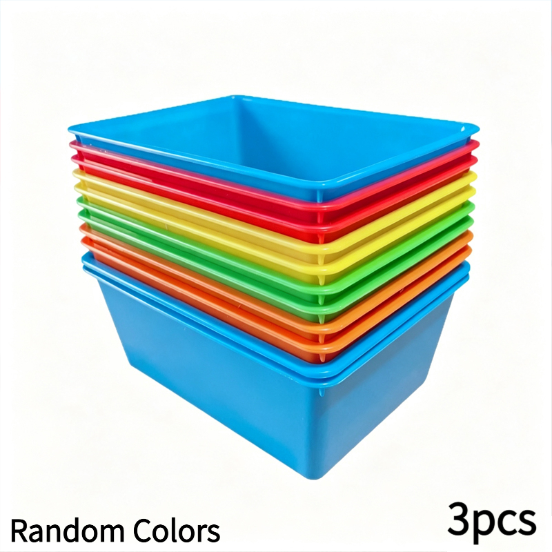 TEMU 3pcs Random Colors Storage Baskets, Suitable For Colorful Shelves And Desk Makeup Storage Boxes, Home, Classroom, And Office Organization, Shelf
