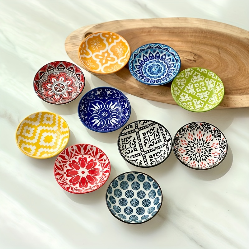 6 10pcs ceramic seasoning plate bohemia plate sauce dish household soy sauce vinegar spices plate for home kitchen restaurant     hot pot picnics camping barbecuw cold dish kitchen tableware dinnerware accessories Product details 0