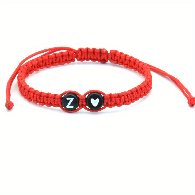 Round Peach Heart Couple Bracelet with 26 Letters