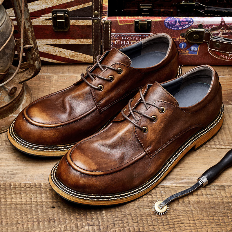 brown leather shoes sold on Temu United States