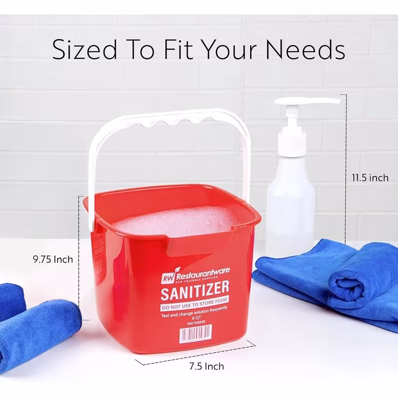 1 pack heavy duty 8 quart cleaning bucket with built in spout handle heavy duty plastic square bucket with spill proof lid red sanitizing bucket for kitchen bathroom Product details 1