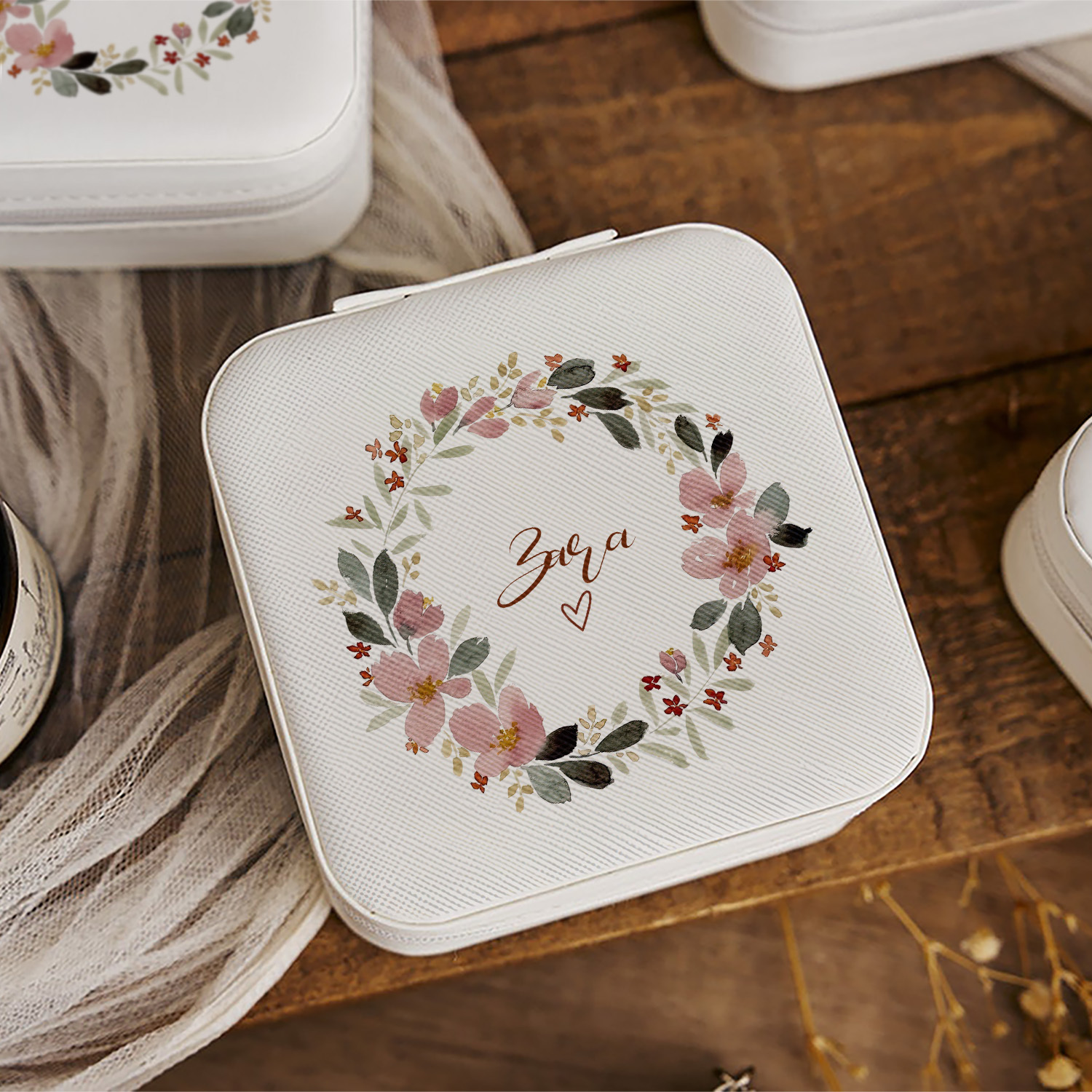 TEMU Personalized Wreath Name Jewelry Box Custom Jewelry Boxes Bridesmaid Jewelry Box Travel Jewelry Case Custom Name Jewelry Box Bridesmaid Proposal