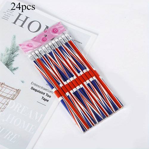 24 american flag pencils usa flag pencils pencils uk flag cartoon hb pencils wooden pencils parade party office supplies