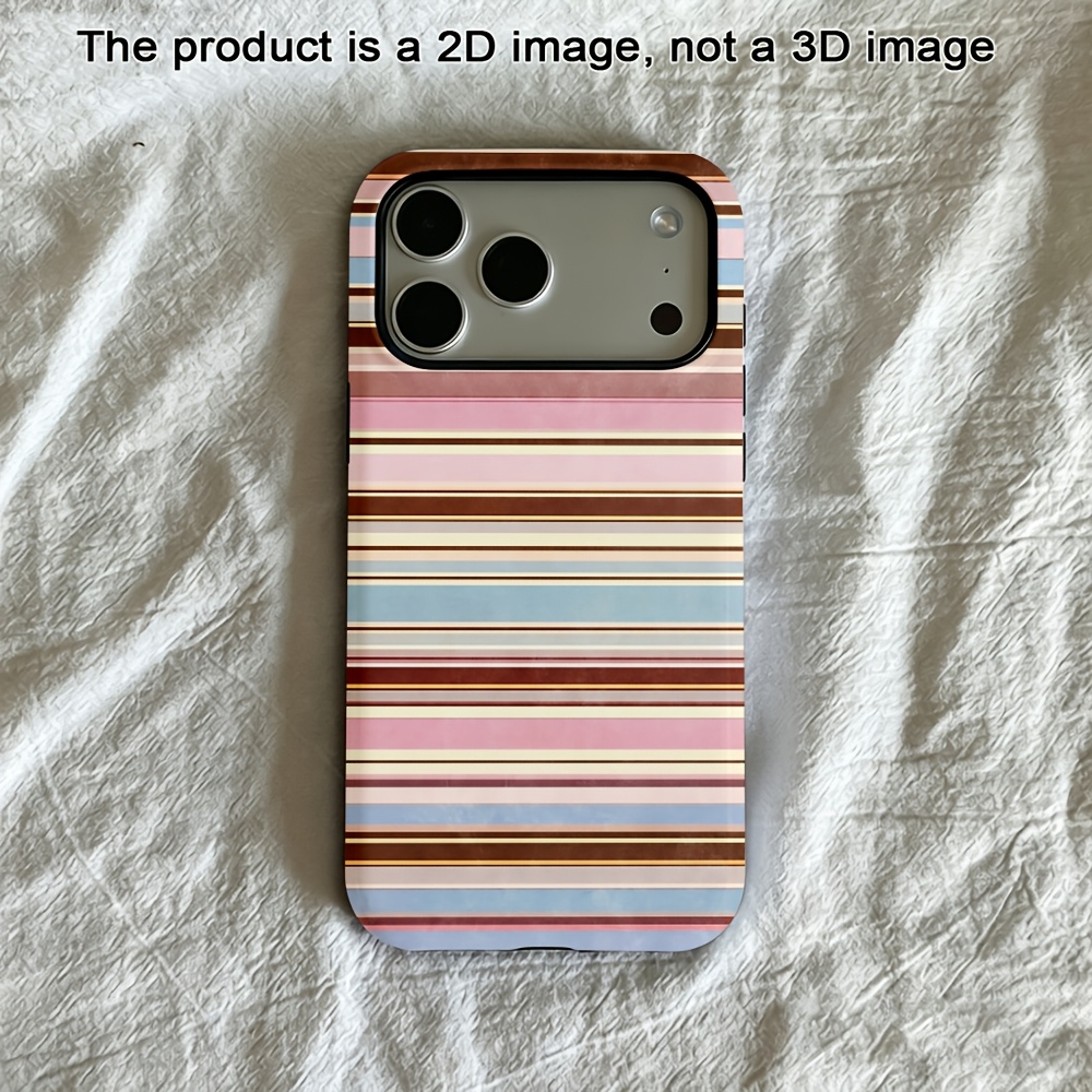 TEMU Phone Case - 2d Printing, 1pc Phone Case: Fashionable Color-striped Phone Case, Compatible With Iphone 17/16/16e/15/14/13/12/11 Pro