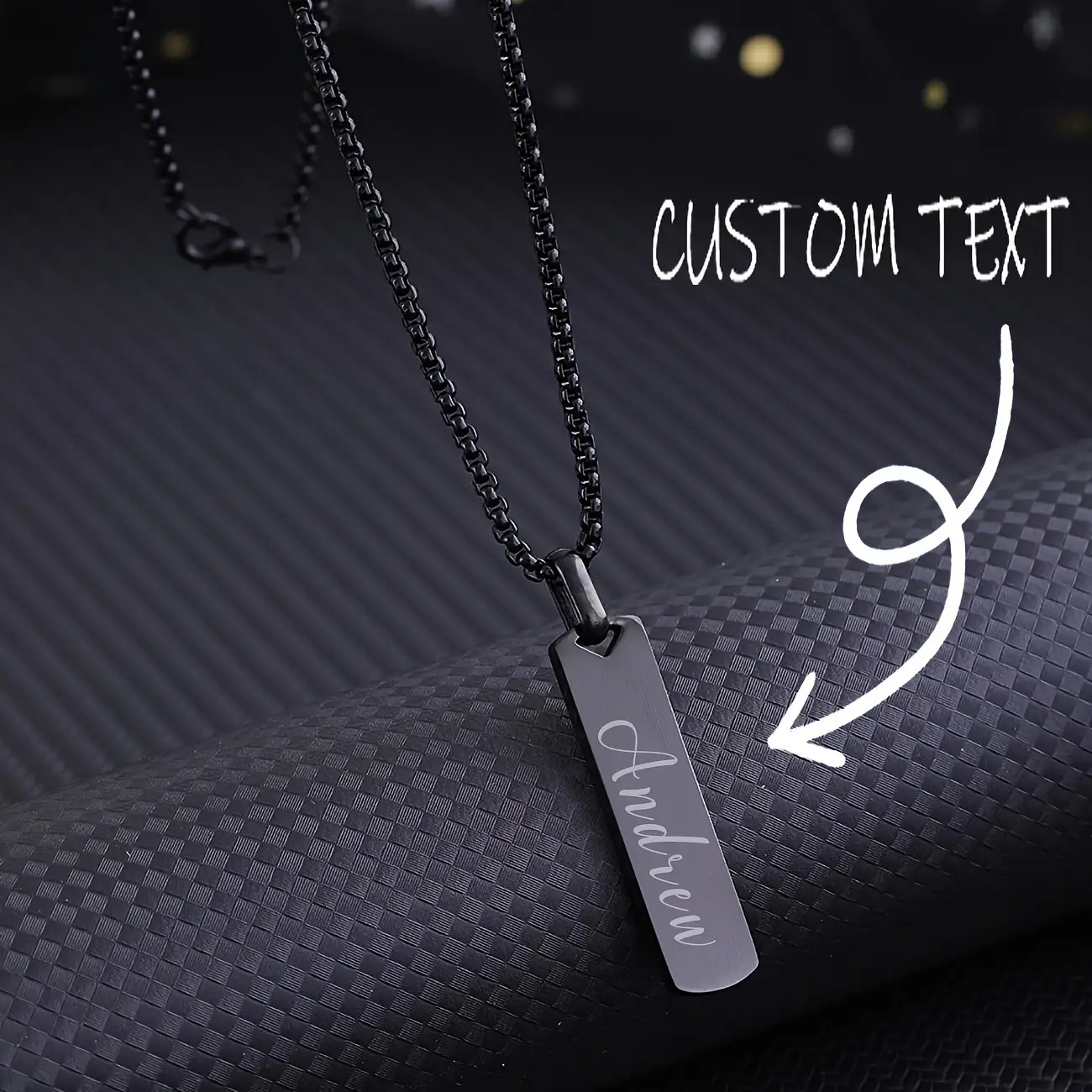 TEMU (customized) Personalized, 1pc, Necklace, Simple, Geometric, Rhombus, Suitable For Men, Decoration, Gift