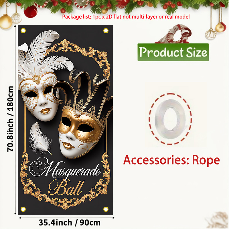 TEMU 2d Flat, 1pc Elegant Masquerade Ball Banner Suitable For Weddings, Birthdays, Baptisms - Multicolor Suitable For Parents & , Indoor/outdoor