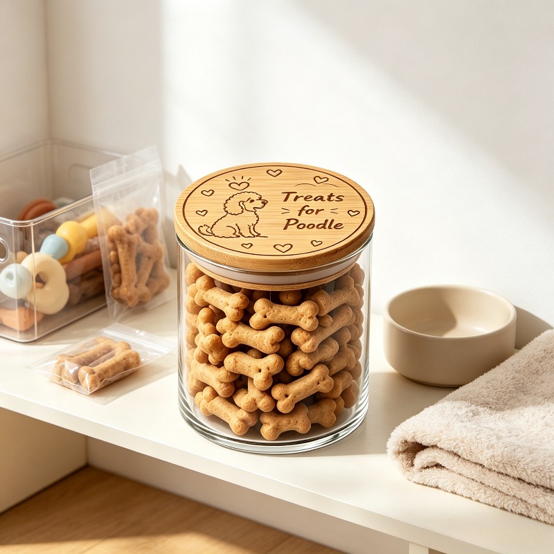 Custom Engraved Glass Snack Jar for Poodle Owners