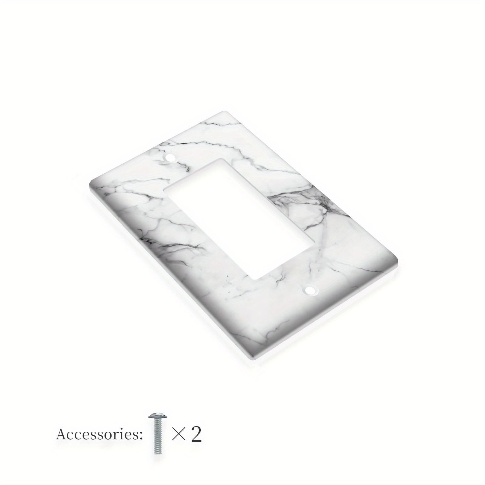 TEMU 1pc Elegant White & Gray Marble Print Wall Plate Cover - Decorative Light For Switch Cover In 1gang/2gang Sizes, For Home, Kitchen, Bathroom