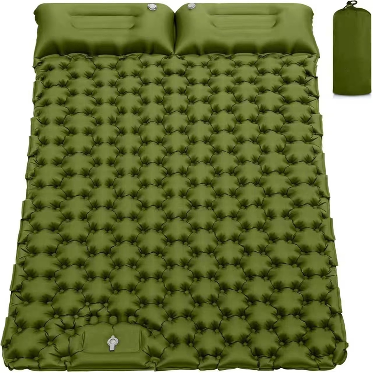 Lightweight Inflatable Double Sleeping Mat With A Foot Pump And 2 Pillows, Perfect For Camping And Hiking