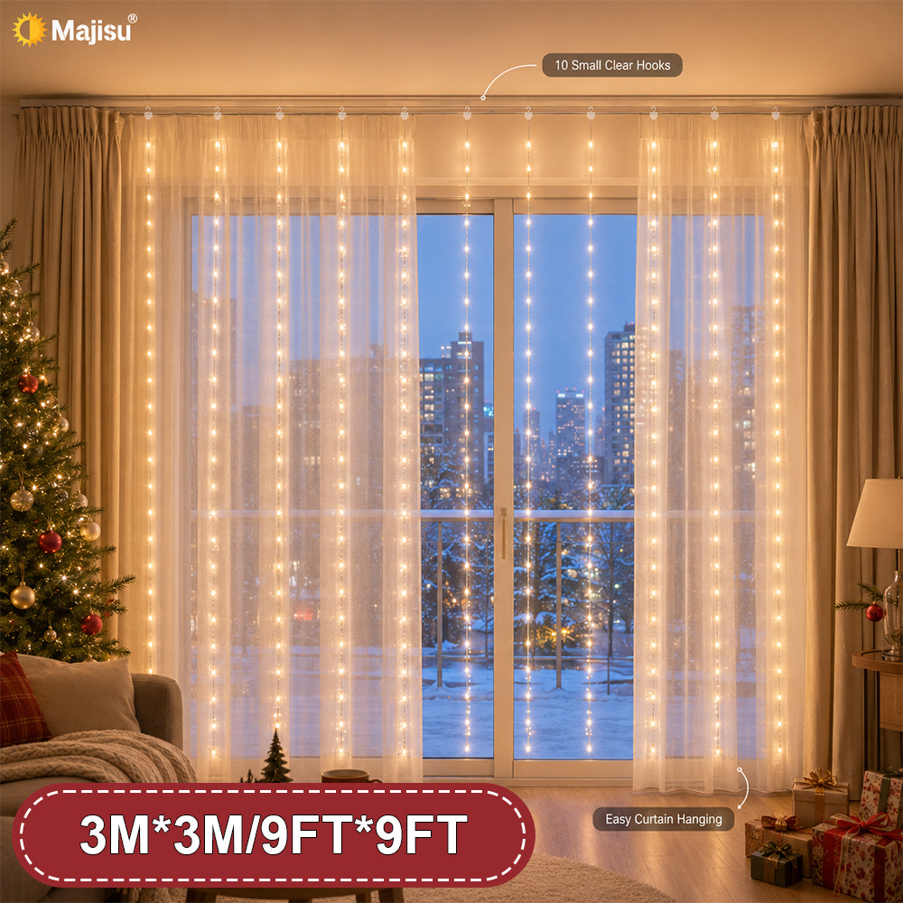 TEMU Cortina de luces de 300 LED de 3 m, alimentadas por USB, luces de LED , , adecuadas para Navidad, Halloween, Día de San Valentín, fiestas, ,