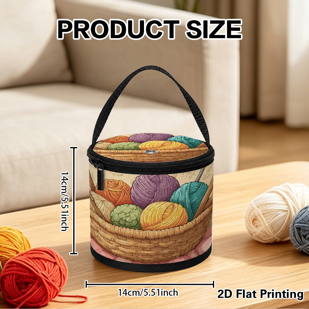 TEMU 1pc 1pcs Yarn Storage Organizer With Yarn Basket & Perforated - Lightweight Fabric Case Suitable For Knitting Supplies, Crochet Craft, Travel