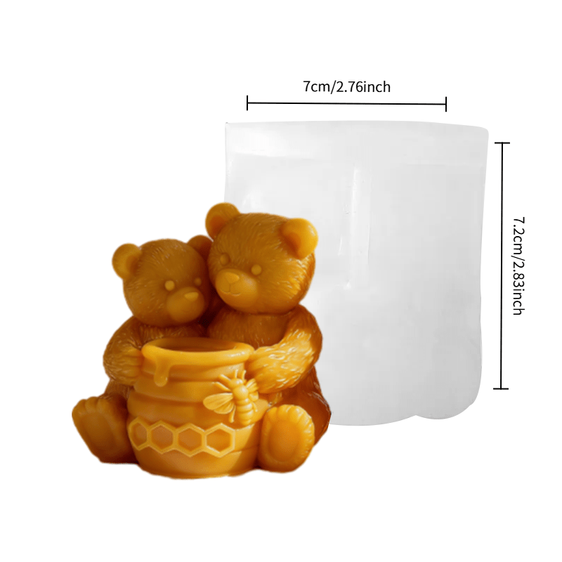 TEMU Beehive Bear Scented Candle Silicone Mold, Suitable For Candle Making. Cute Animal Shapes, Reusable And Easy To Demold. Ideal For Handmade