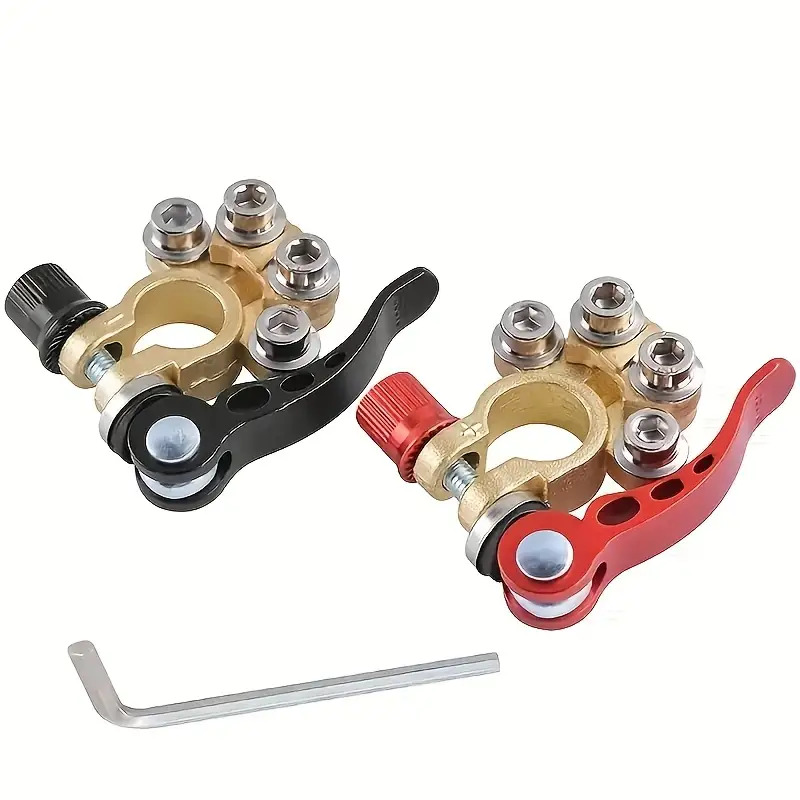 TEMU 3pcs/set Car Battery Terminals Wire Cable Clamp Terminal Connectors Positive Negative Quick Release Connector For Auto