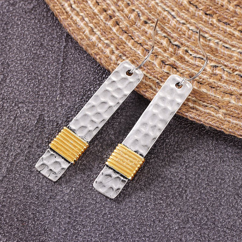 Modern Two-Tone Geometric Drop Earrings