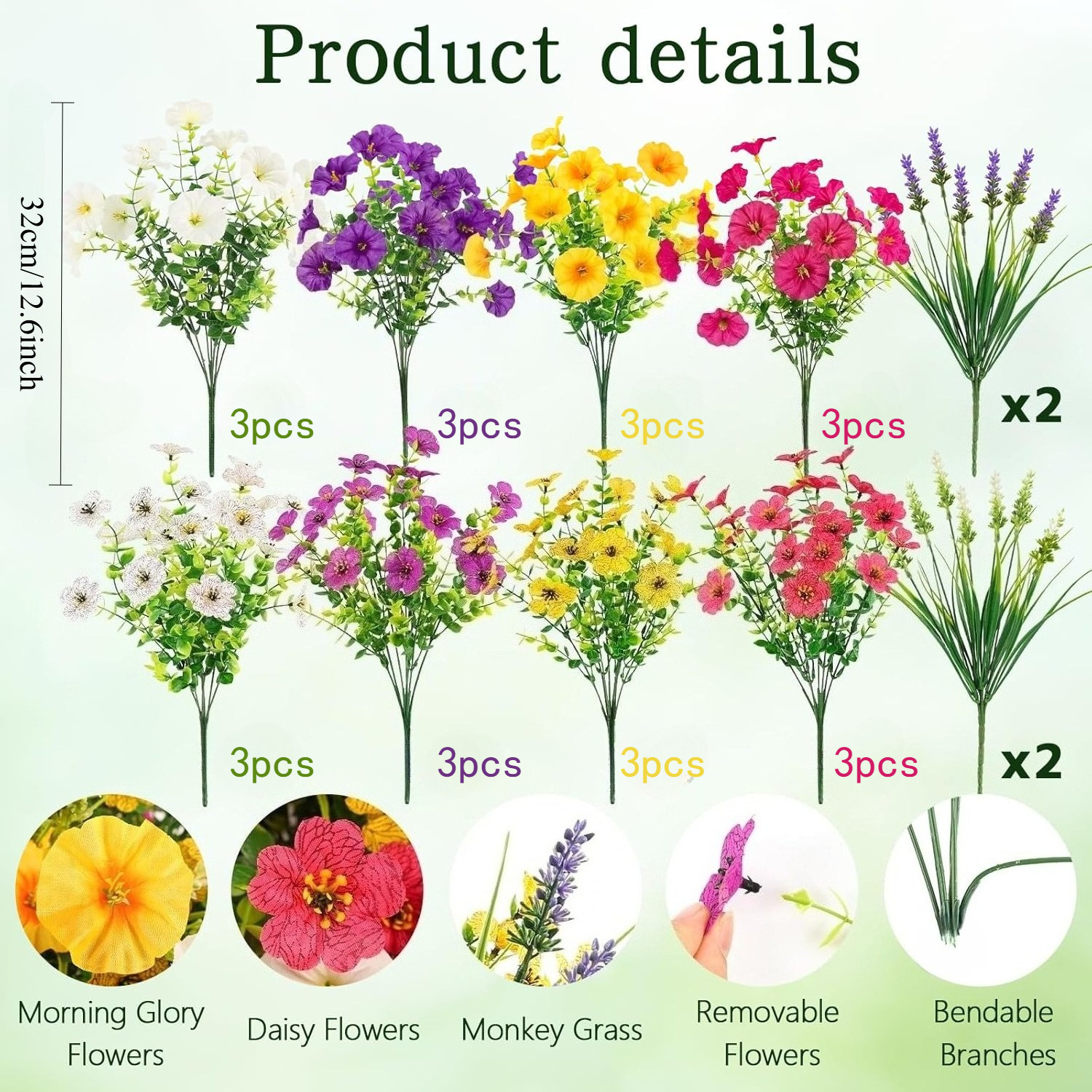 Image of 28pcs And Violet Mixed Outdoor Artificial Greenery Fake Plants, Spring Outdoor Home Decor Flowers That Look Real, Faux Plants For Front Porch, Patio, Garden, And Yard