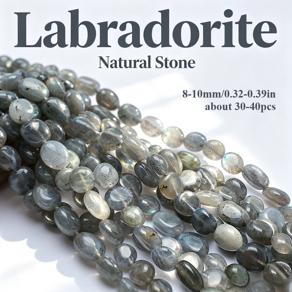 TEMU Natural Labradorite Stone Beads - Genuine Material Suitable For Jewelry Making, Diy Bracelets, Necklaces, Earrings | Multicolor Iridescent