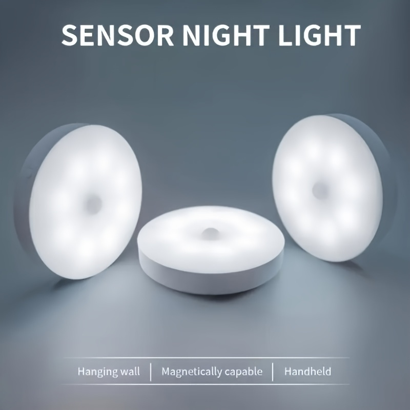 1 2 3pcs usb rechargeable led night light motion sensor light soft light usb lights magnetic mounting warm and white light polished surface suitable for living room bedroom cabinet closet hallway shoe cabinet night lighting battery