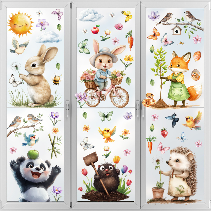 9-sheet Spring Rabbit Gel Stickers - Window Decorations For Glass - Double-sided, Durable, & Easy Application - Perfect For Home, Easter, Party, Shop, Office & School