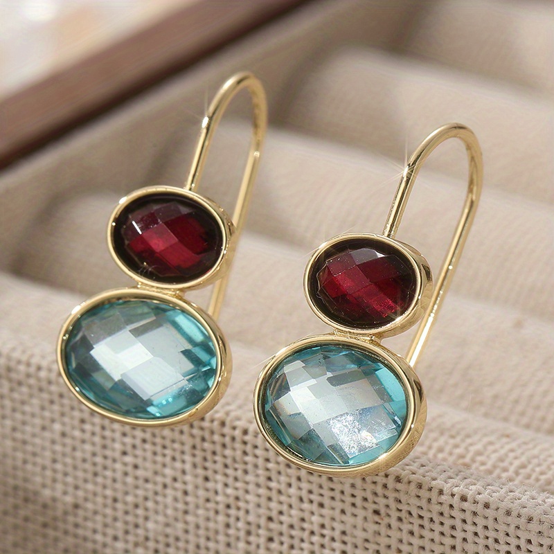 TEMU 1 par de aretes colgantes ovalados elegantes y vintage para mujer, para uso diario formales - Regalo para , aniversarios, - Joyería elegante de